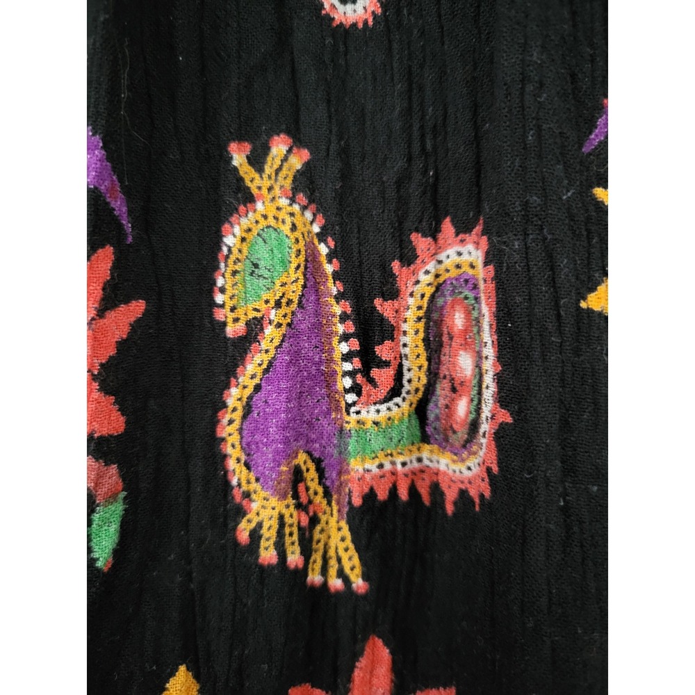 Boho Embroidered Maxi Skirt Black Floral Peacock Festival Bohemian - Picture 3 of 9